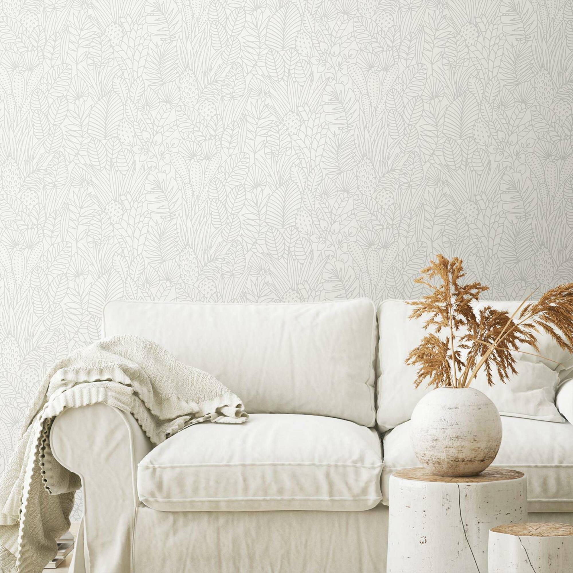 RoomMates Tropical Leaves Sketch Peel & Stick Wallpaper